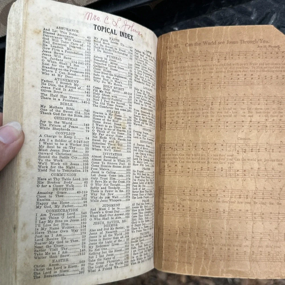 Antique 1925 Church Hymnal‎ Shaped Note Vintage Primitive Farmhouse Decor